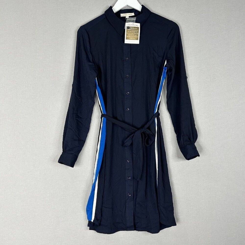 Rosie Pope Womens Shirt Dress Small Maternity Blue Madeline King George‎ Combo